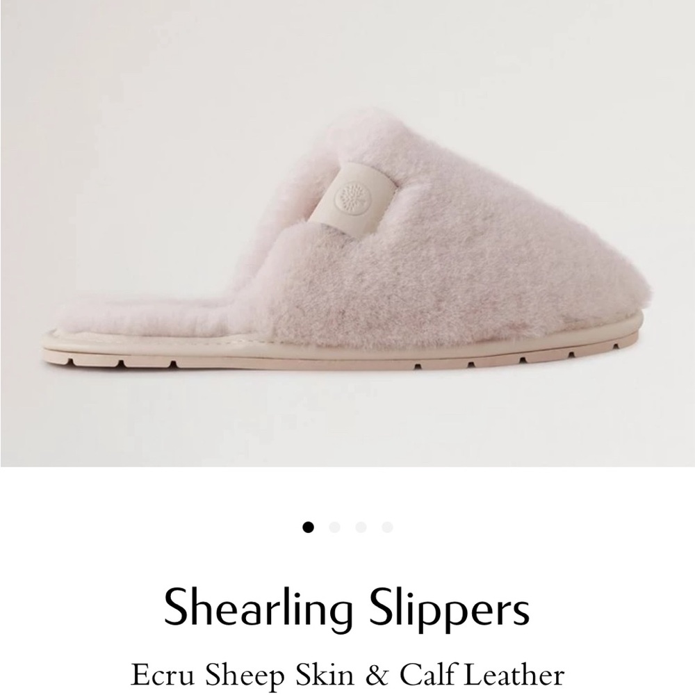 🐑☁️🤍 BEAUTIFUL Mulberry Shearling Slippers • Ecru Sheep Skin & Calf Leather
